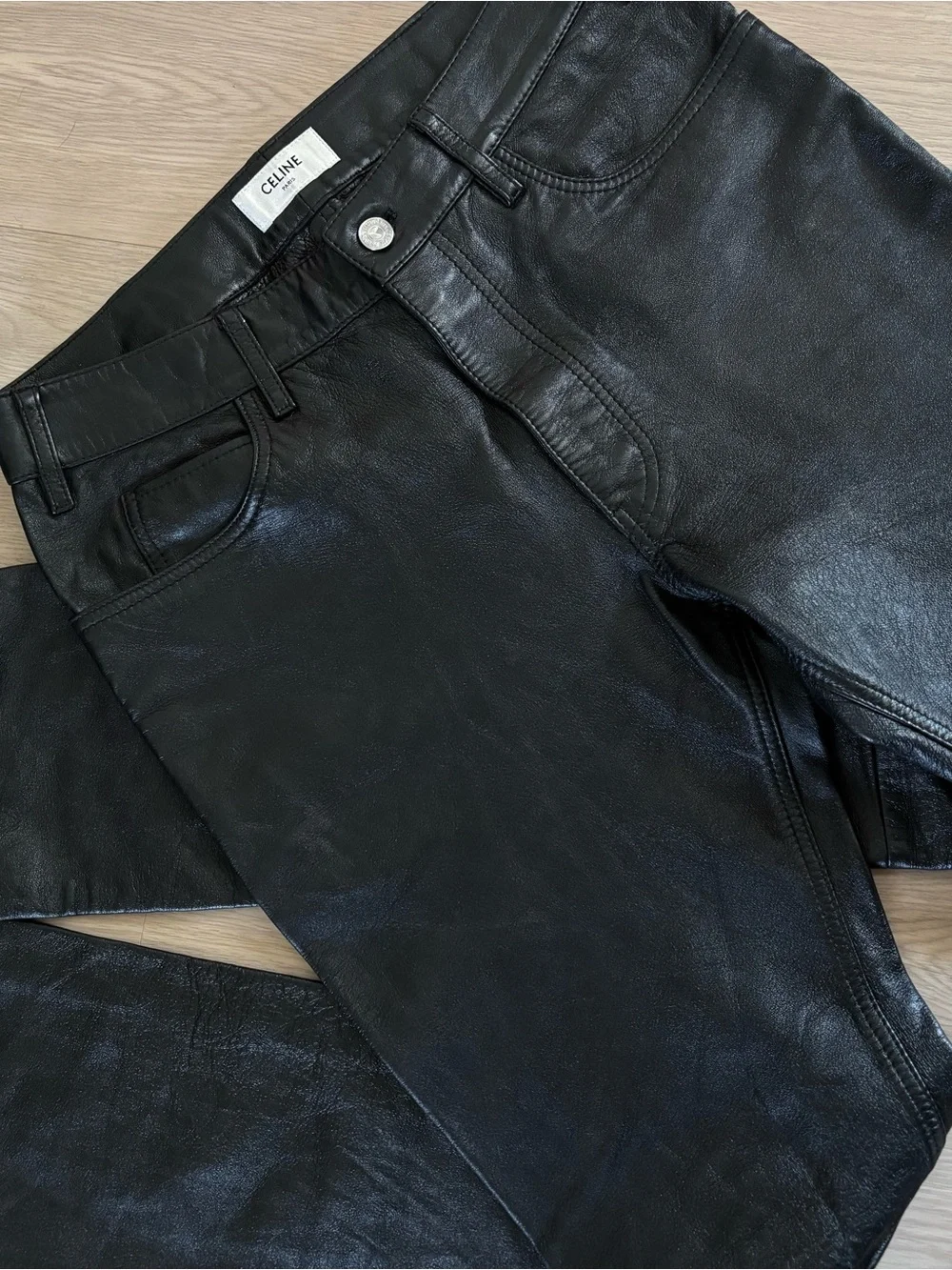 Celine Black Leather Pants